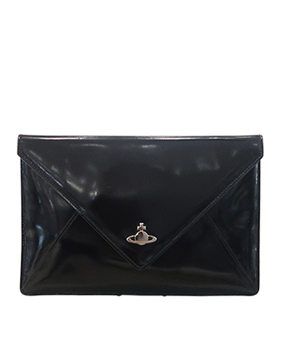 Envelope Clutch S, &pound;40, Handbags, Black, Patent Leather, Front view